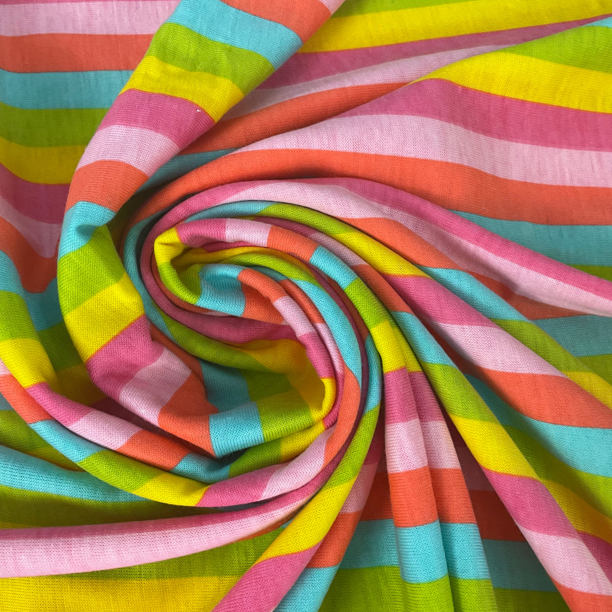 1970's Bright Stripe Cotton Blend Knit Fabric - Piece (P162)