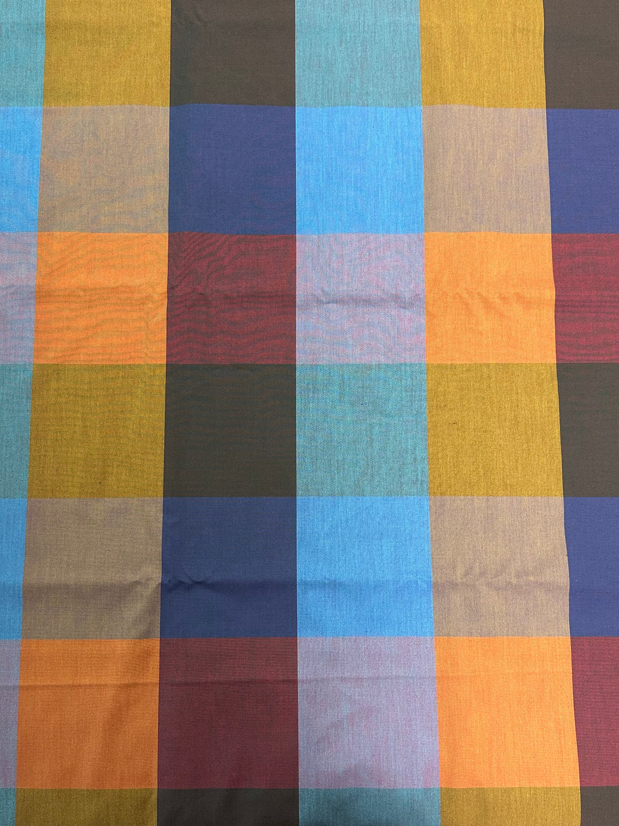 1980’s Autumn Colors in Large Squares Cotton Blend Fabric - (P211)