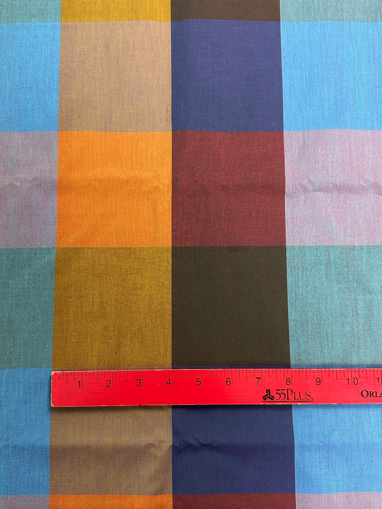 1980’s Autumn Colors in Large Squares Cotton Blend Fabric - (P211)
