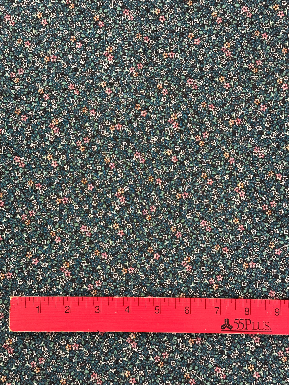 1970’s Small Blue Calico Floral Cotton Blend Fabric - (P219)