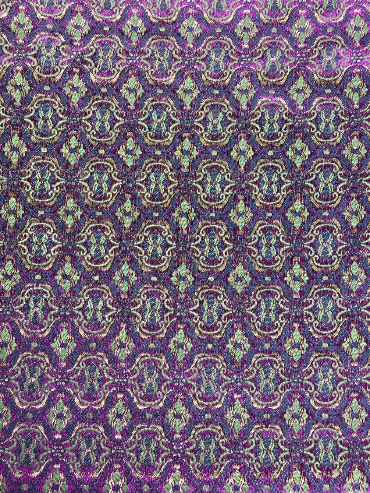 Modern Purple/Blue Woven Print Shiny Polyester Fabric - (P229)