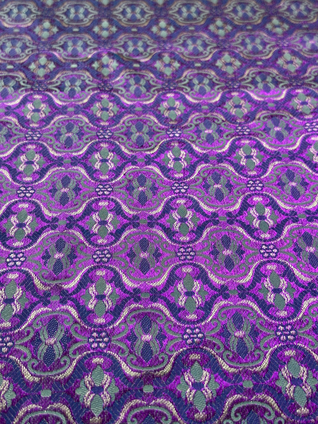 Modern Purple/Blue Woven Print Shiny Polyester Fabric - (P229)