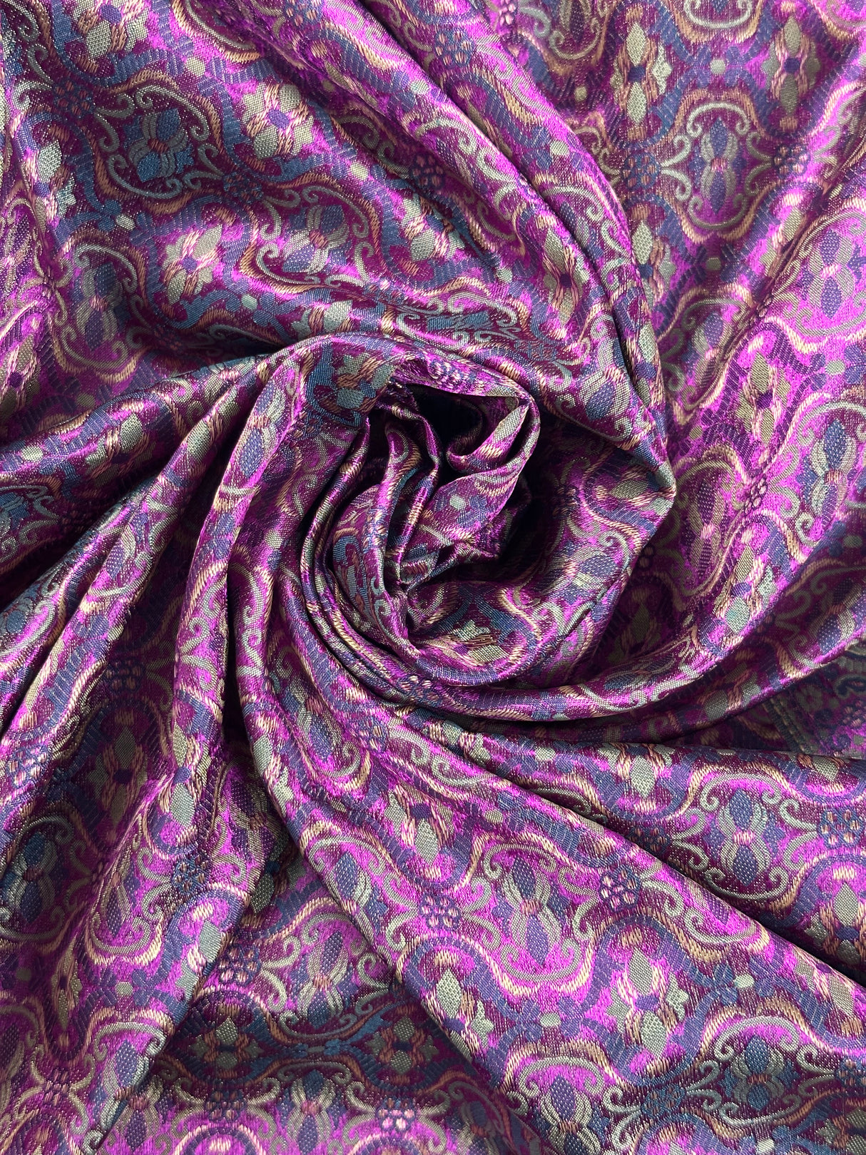 Modern Purple/Blue Woven Print Shiny Polyester Fabric - (P229)