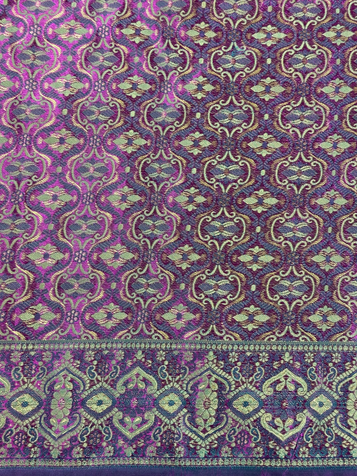 Modern Purple/Blue Woven Print Shiny Polyester Fabric - (P229)