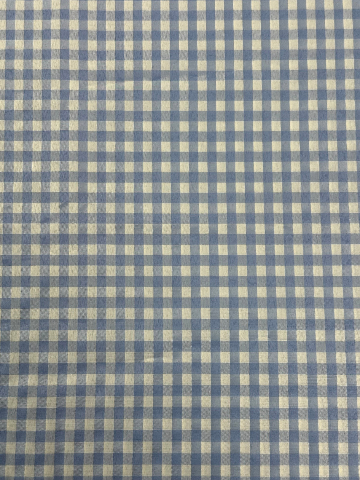 1990's Blue and White Gingham Polyester Fabric - (P232)