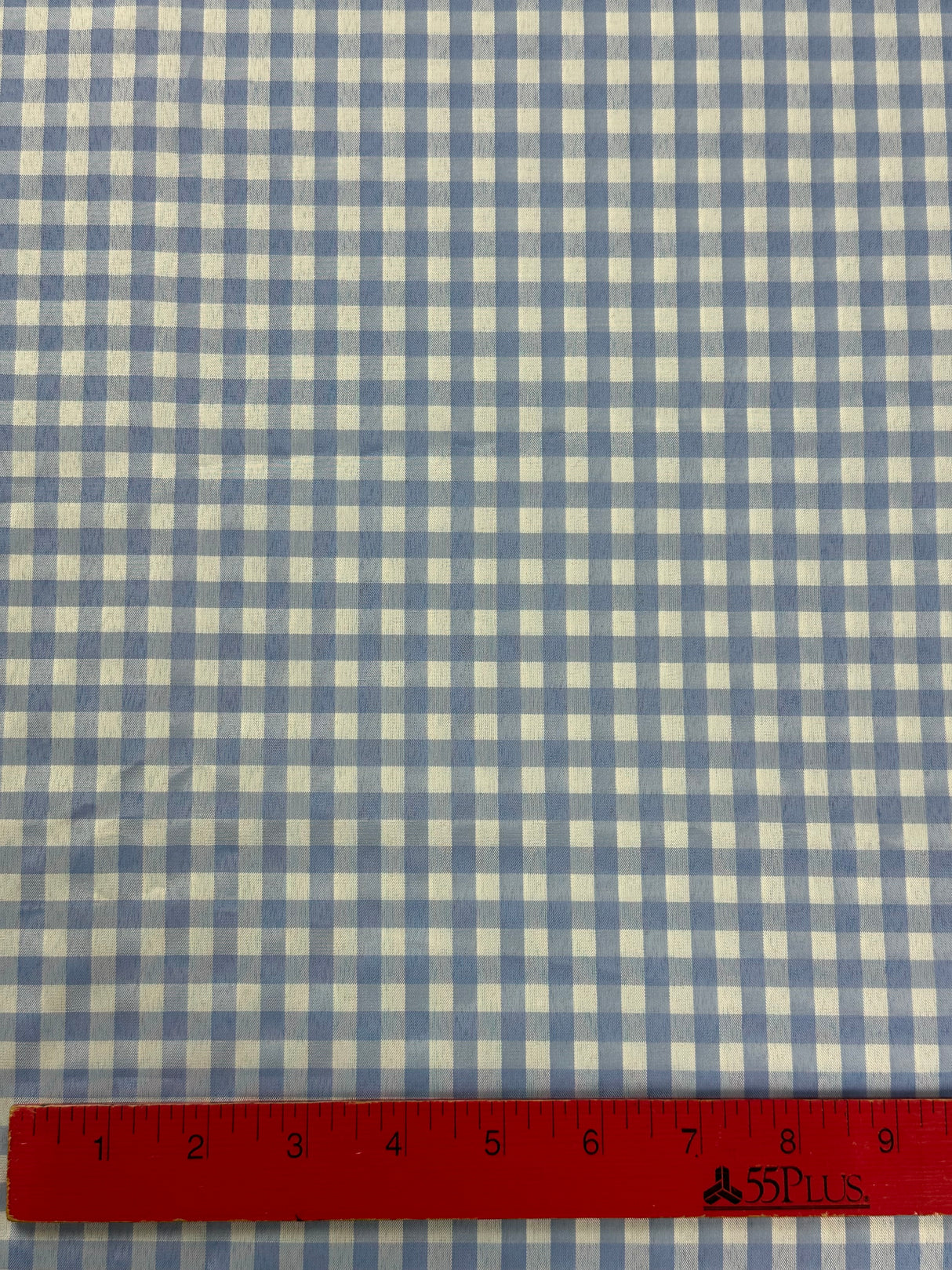 1990's Blue and White Gingham Polyester Fabric - (P232)