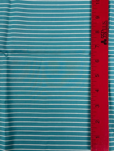 1950's Robin Egg Blue with Thin White Stripes Rayon Fabric - (P237)
