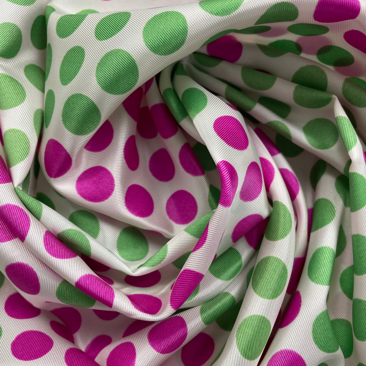 1960's Bright Green and Pink Dots Fabric - BTY (X11)