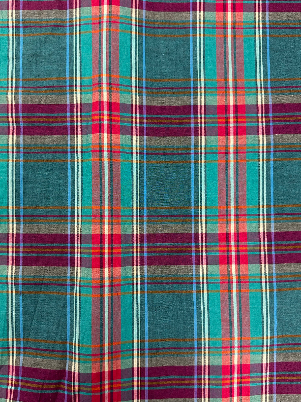 1990's Blue, Purple and Teal Plaid Fabric - (P247)