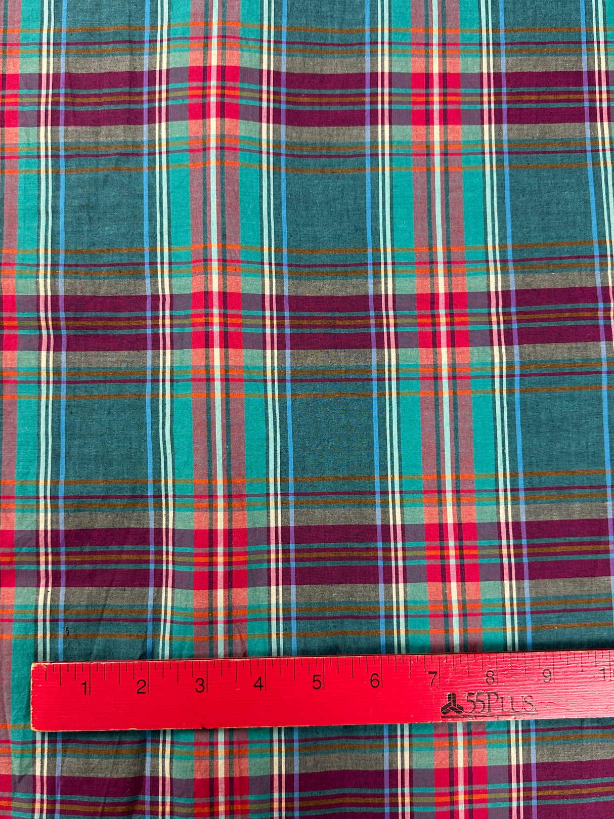 1990's Blue, Purple and Teal Plaid Fabric - (P247)