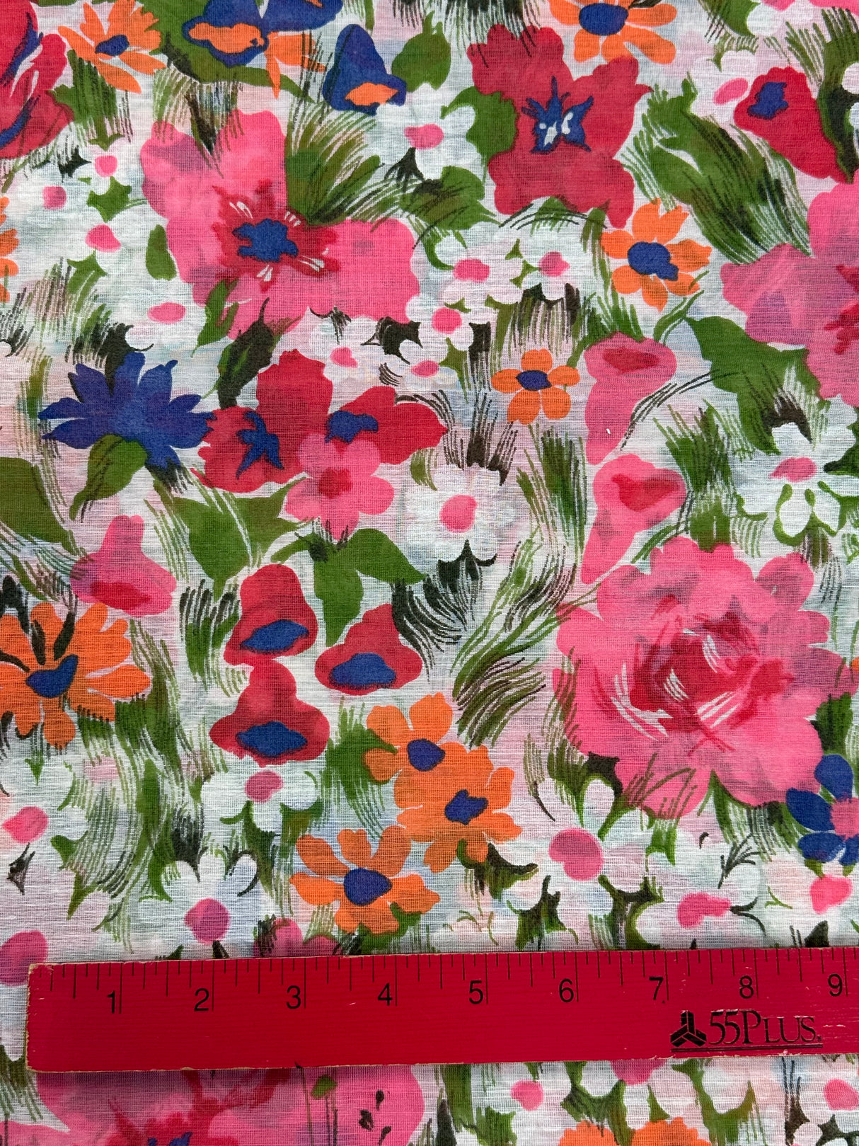 1970's Pastel Floral Sheer Cotton Blend Fabric - (P248)