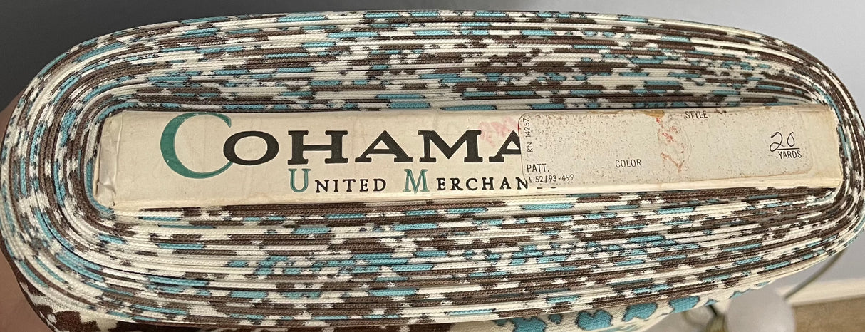 1970’s Cohama Blue and Brown Pixelated Polyester Fabric - BTY (T2)