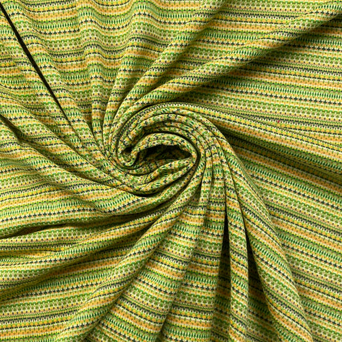 1970’s Burlington Green and Yellow Striped Dacron Poly and Cotton Fabric - BTY