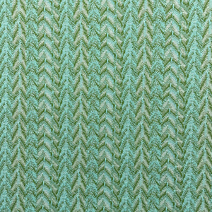 1970’s Aqua, Green and Off White Herringbone Polyester Fabric - BTY