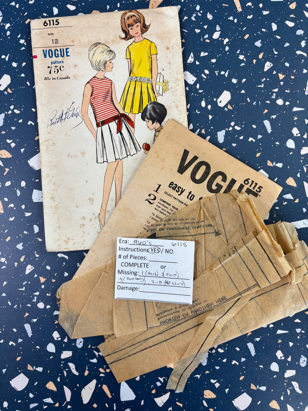 1950's-1970's Vintage Pattern LOT of INCOMPLETE Children's Patterns