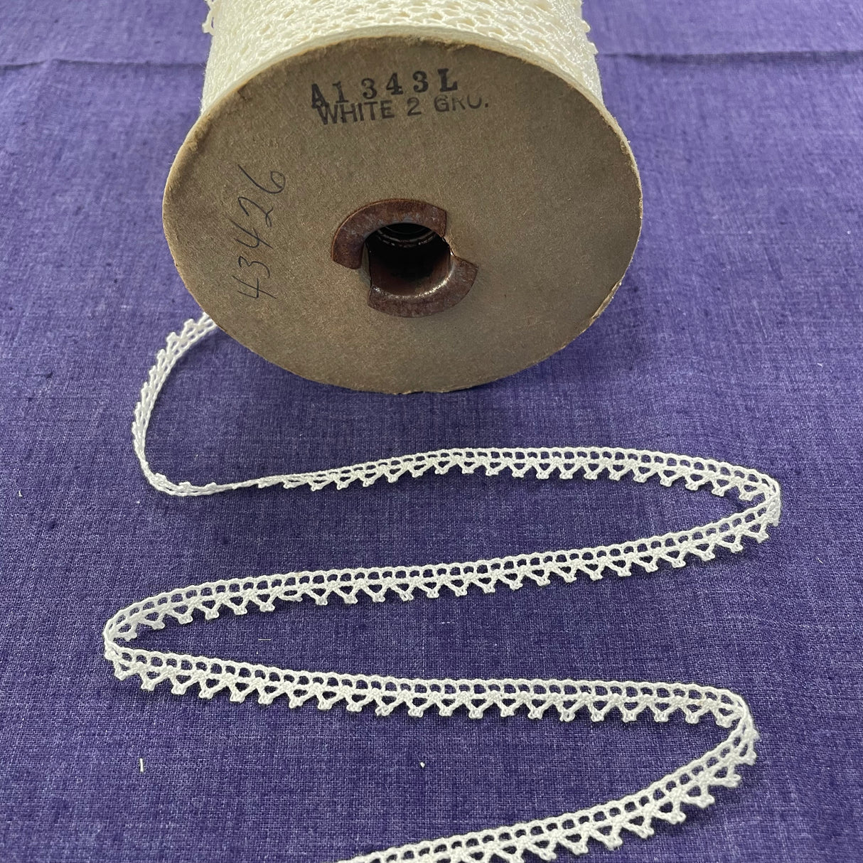 1970’s White Triangular Cluny Cotton Lace - 3/8” - BTY - (TR3)