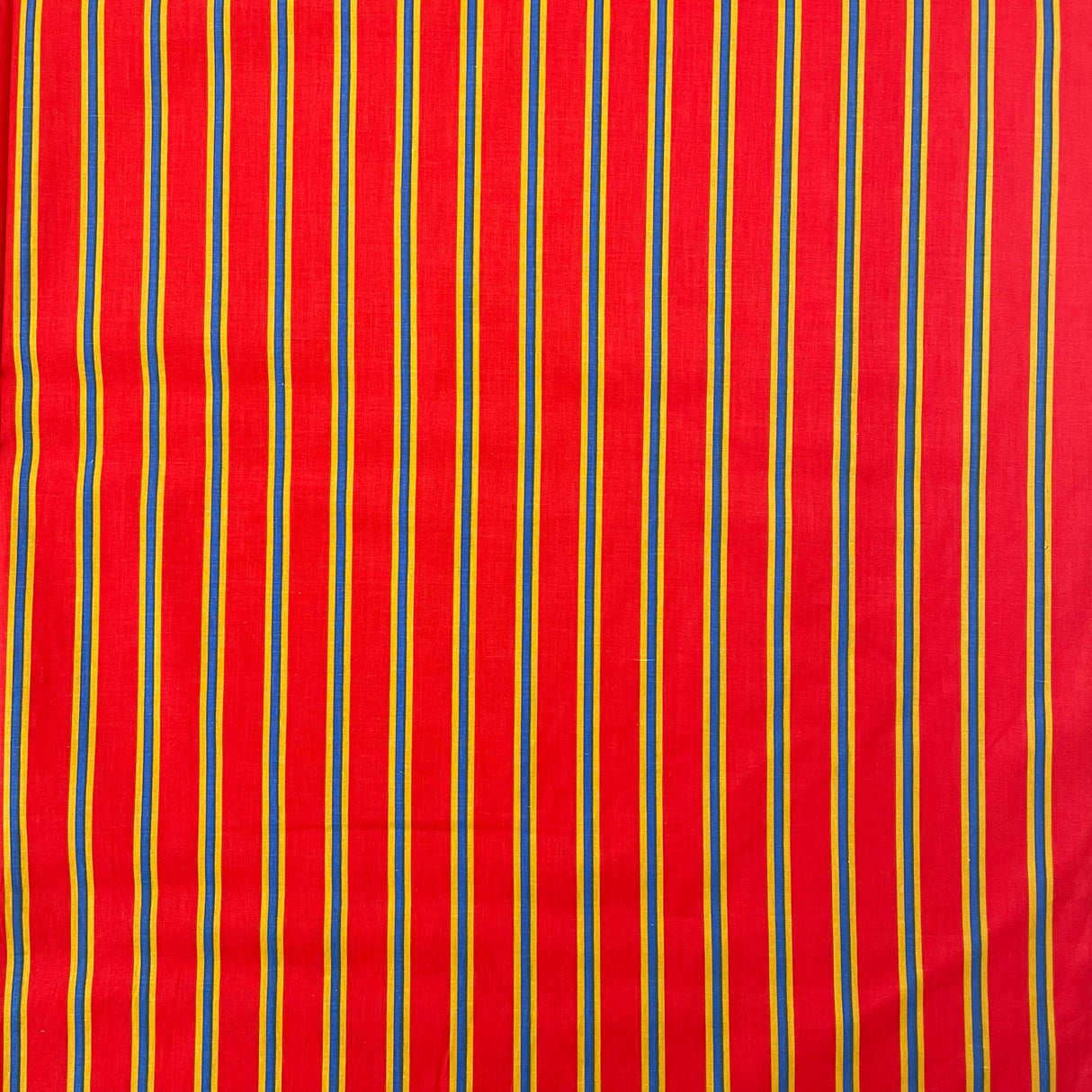 1970’s Red, Blue and Mustard Yellow Poly/Cotton Fabric - BTY