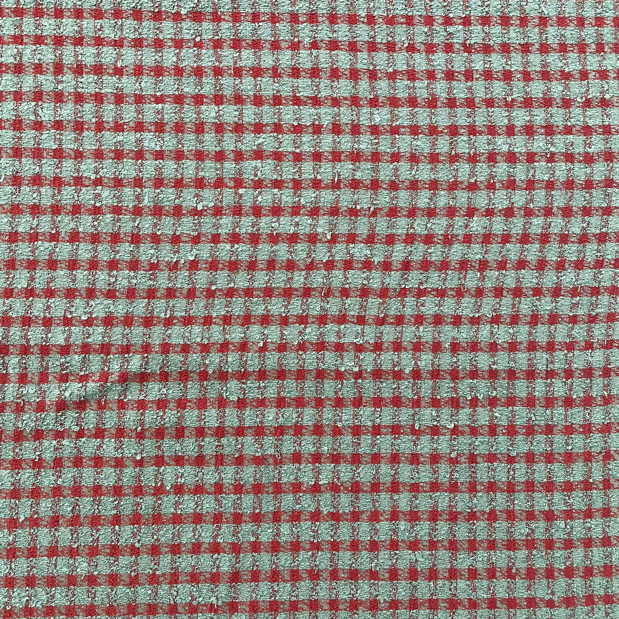1970’s Cohama Grey and Red Plaid Rayon Blend Fabric - Piece (P170)