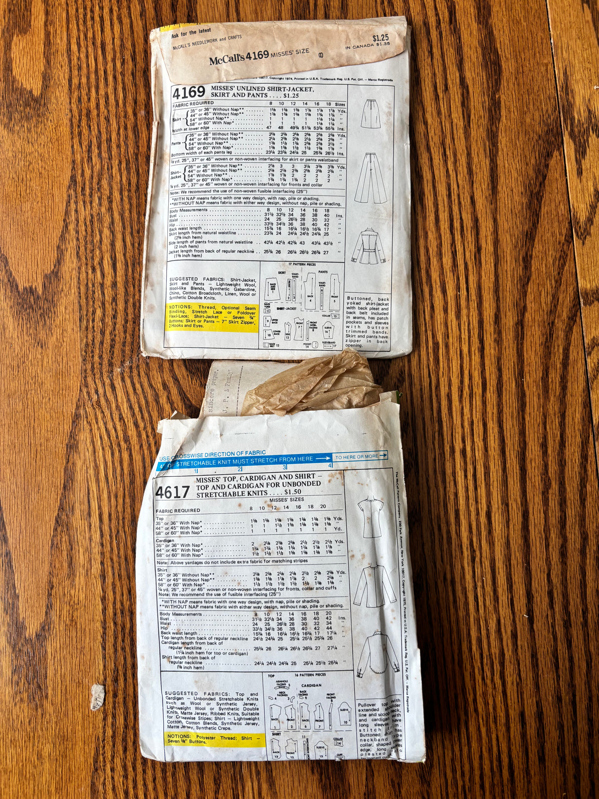 1960-70’s Vintage Pattern LOT of UNCHECKED patterns - Bust 30-38" - Lot C