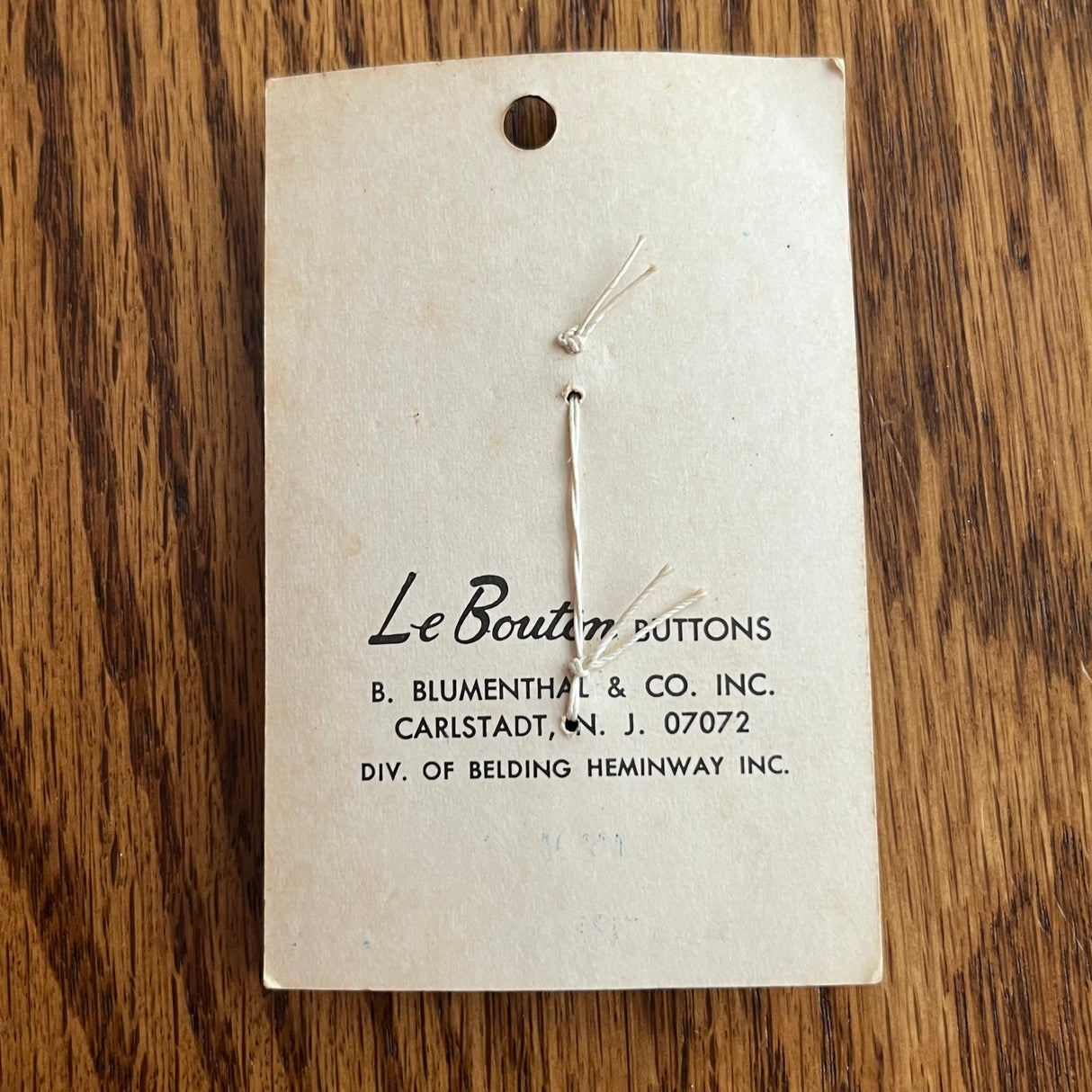 1960’s Le Bouton Plastic Flat Circular Buttons - Blue - Set of 2 - Size 55 - 1" 3/8 - on card