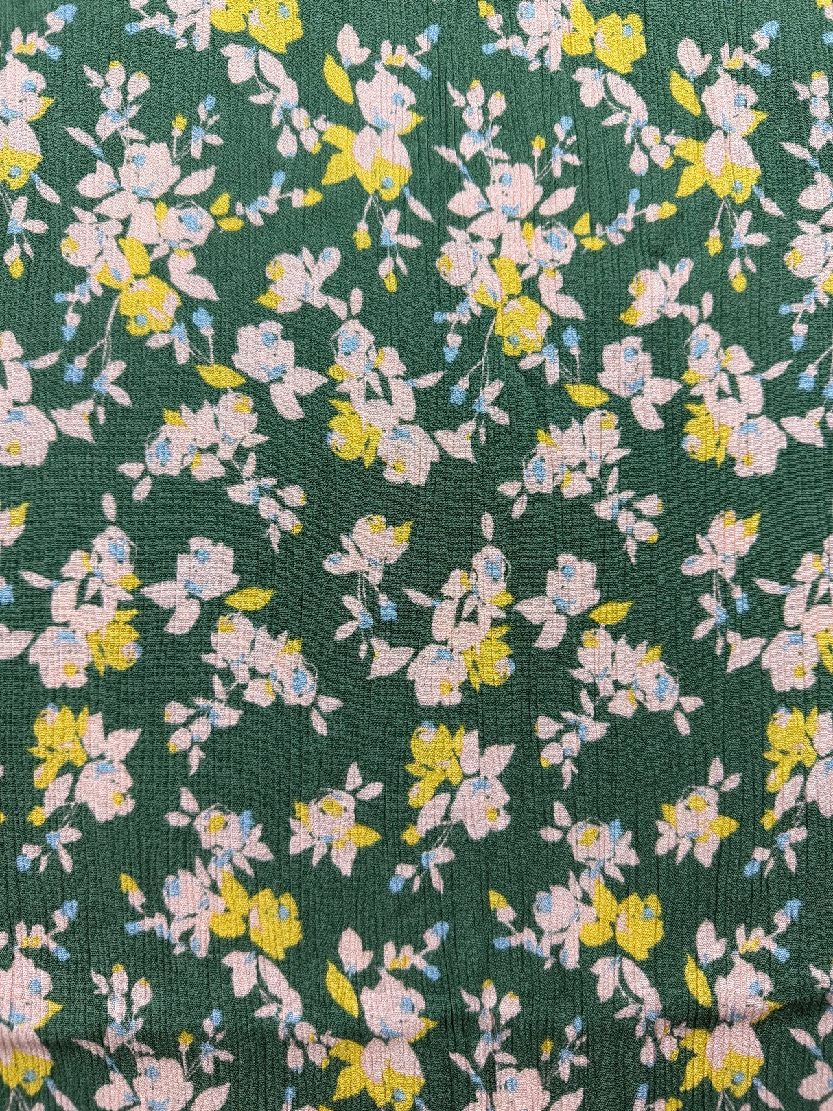 2000’s Crinkle Pleated Green with Small Florals Fabric - P261