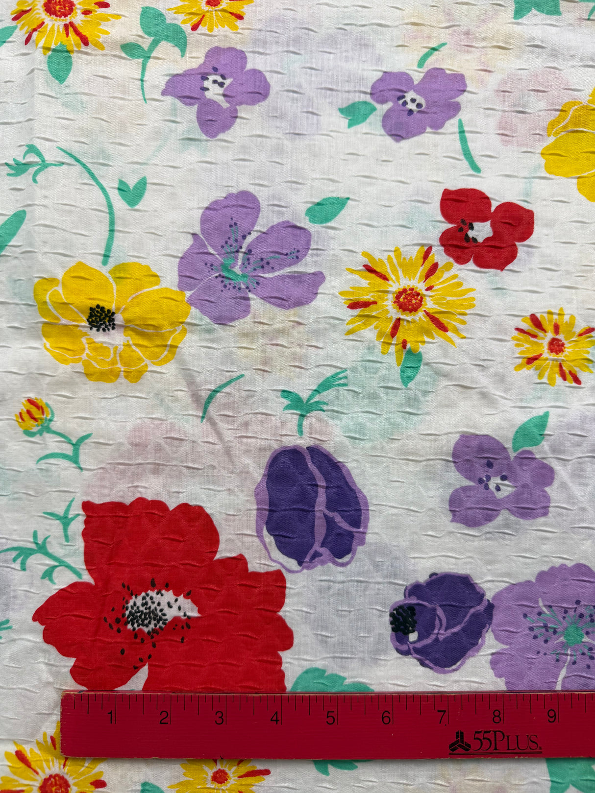 2000’s White with Colorful Florals Cotton Fabric - P262