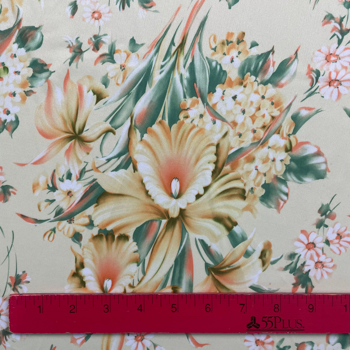 1960’s Butter Yellow Floral Fabric - Polyester - BTY (H7)