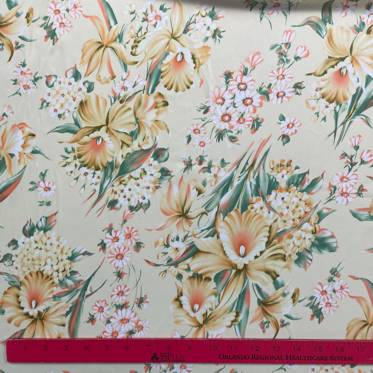 1960’s Butter Yellow Floral Fabric - Polyester - BTY (H7)