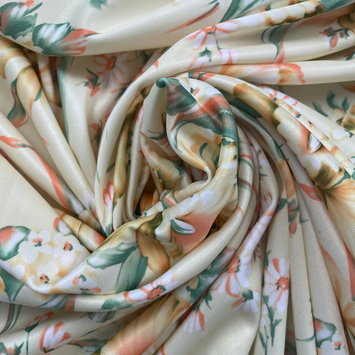 1960’s Butter Yellow Floral Fabric - Polyester - BTY (H7)