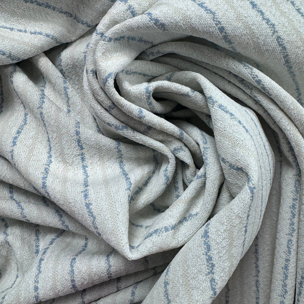 1970’s Blue Tan and White Stripe Fabric-  Polyester - BTY (F8)