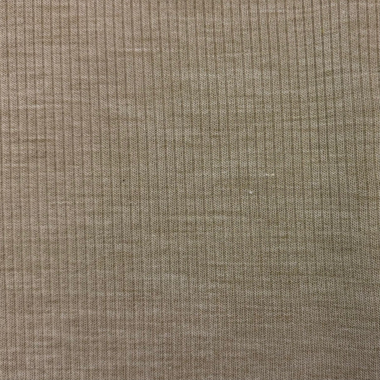 1970’s Tan Sweater Ribbed Polyester and Wool Fabric (B10) - BTY