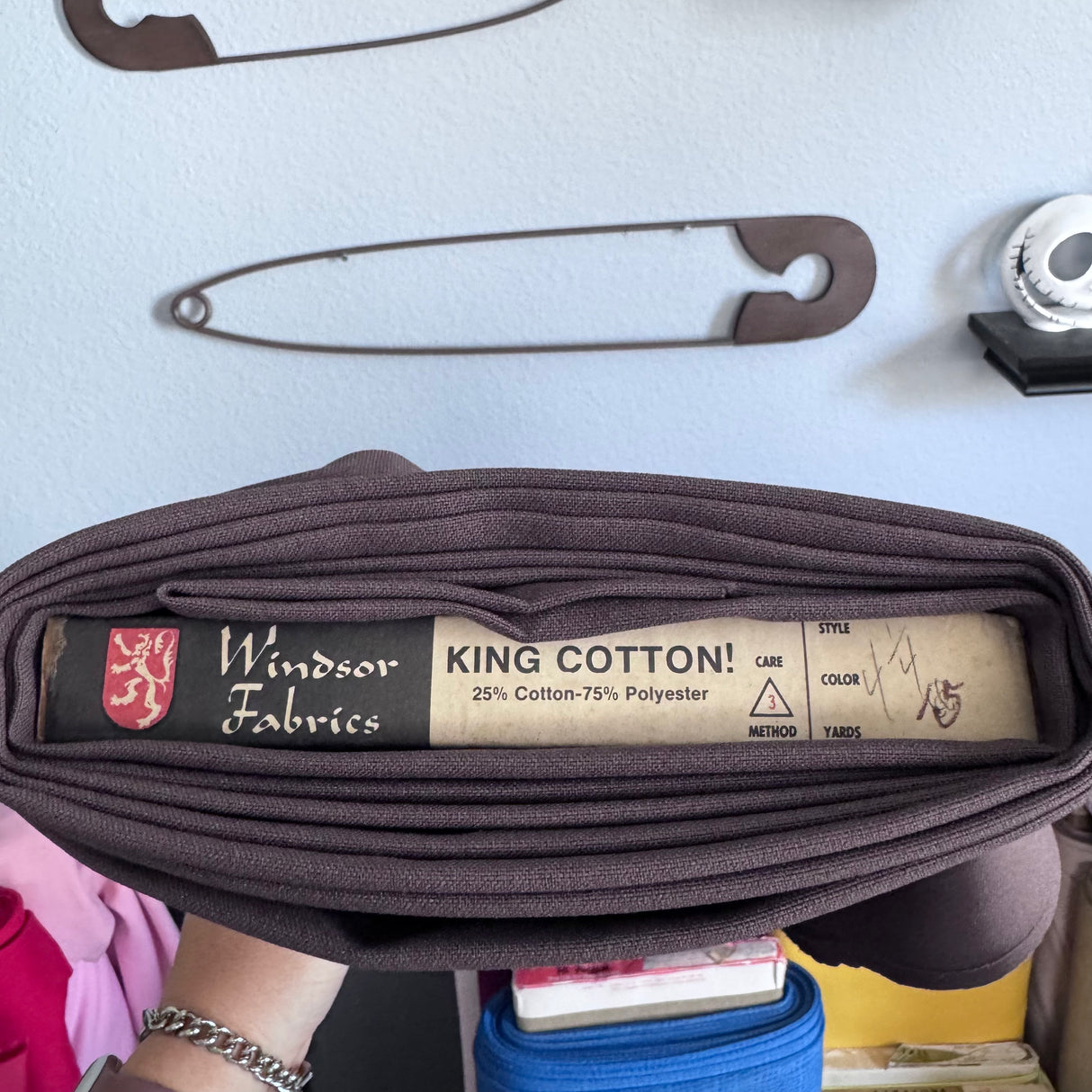 1970's Plumb Brown Cotton Polyester Blend Fabric by Windsor Fabrics (D1) - BTY