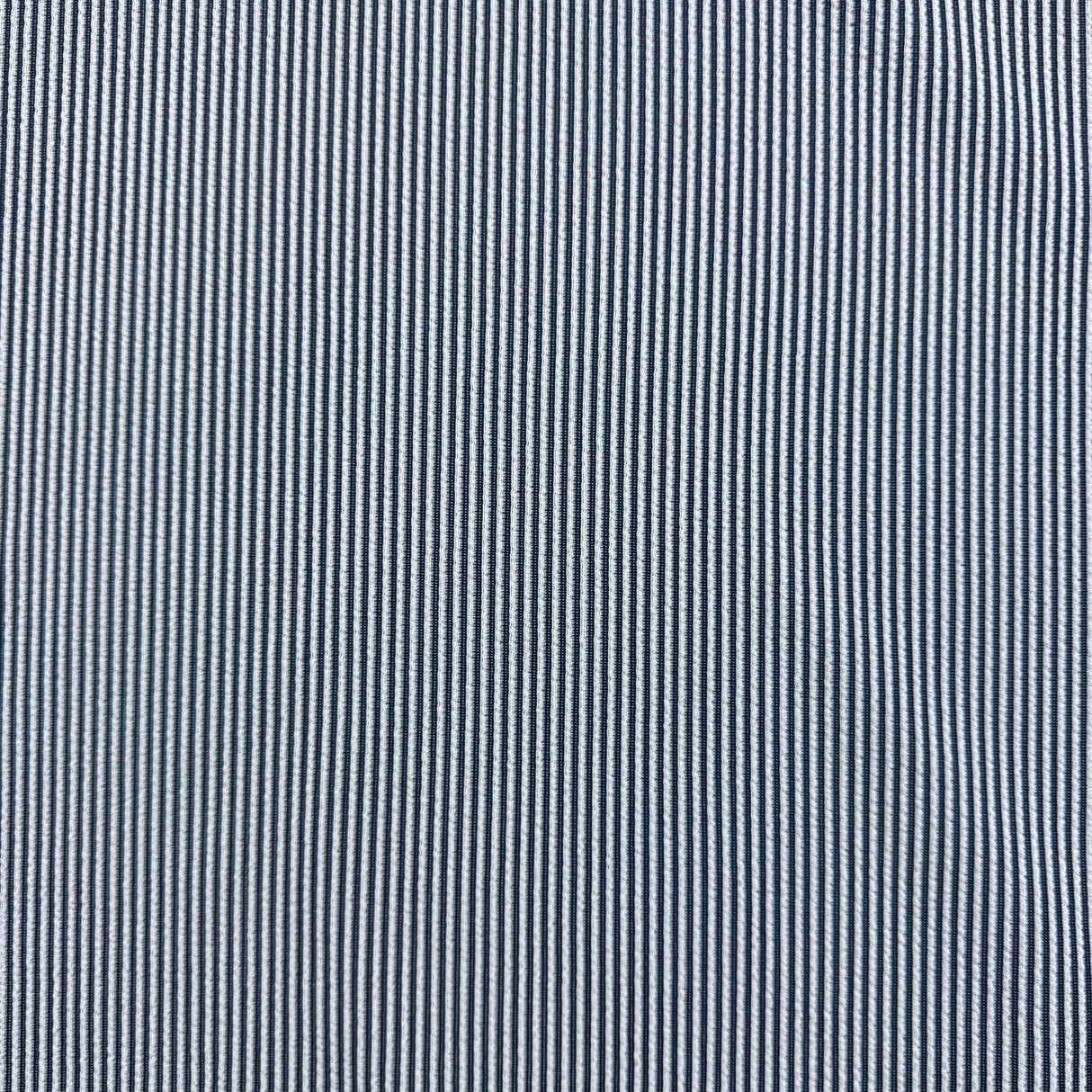 1970's White and Navy Stripe Double Knit Polyester Fabric - Piece (D10)