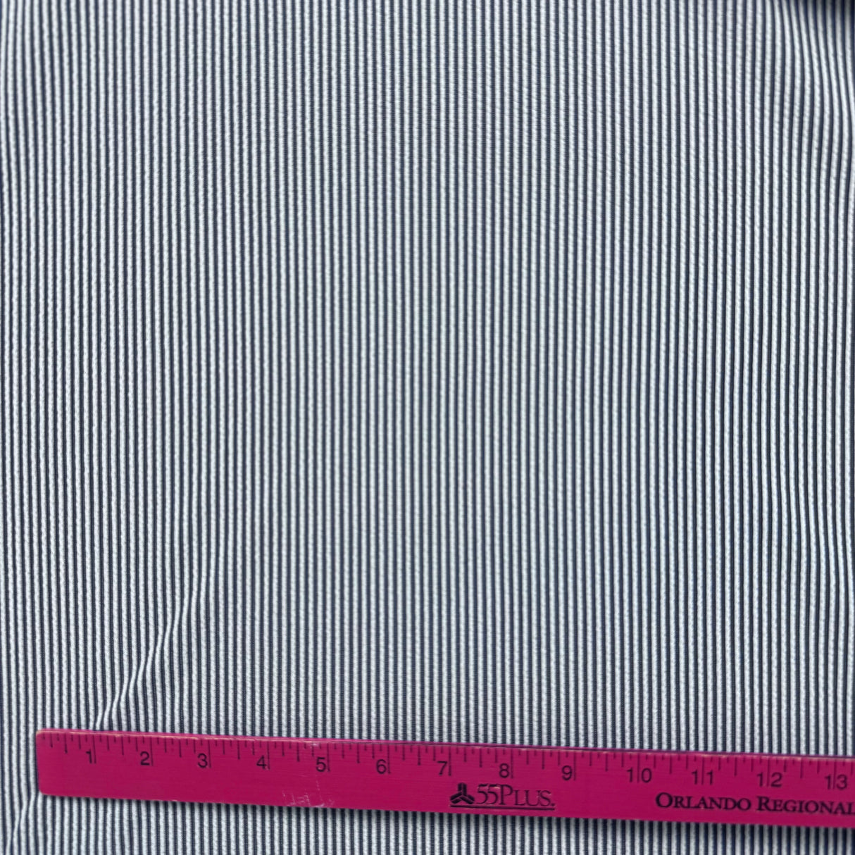 1970's White and Navy Stripe Double Knit Polyester Fabric - Piece (D10)