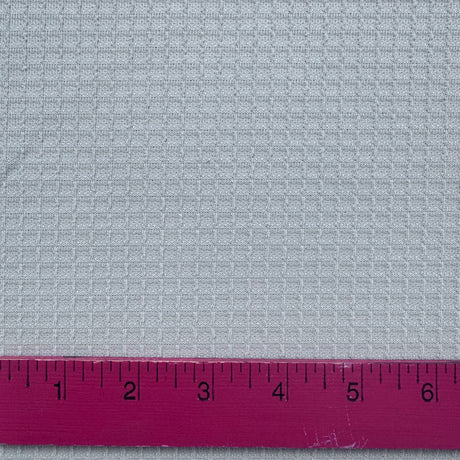 1970's Light Grey Waffle Texturized Polyester Fabric (D11)- BTY
