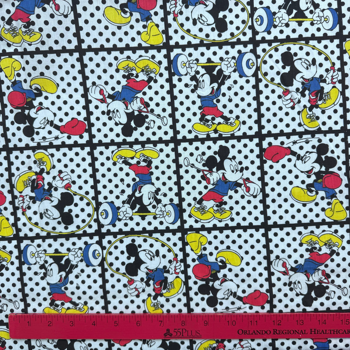 1990's Muscle Mickey Polyester Cotton Blend Fabric - BTY (X17)