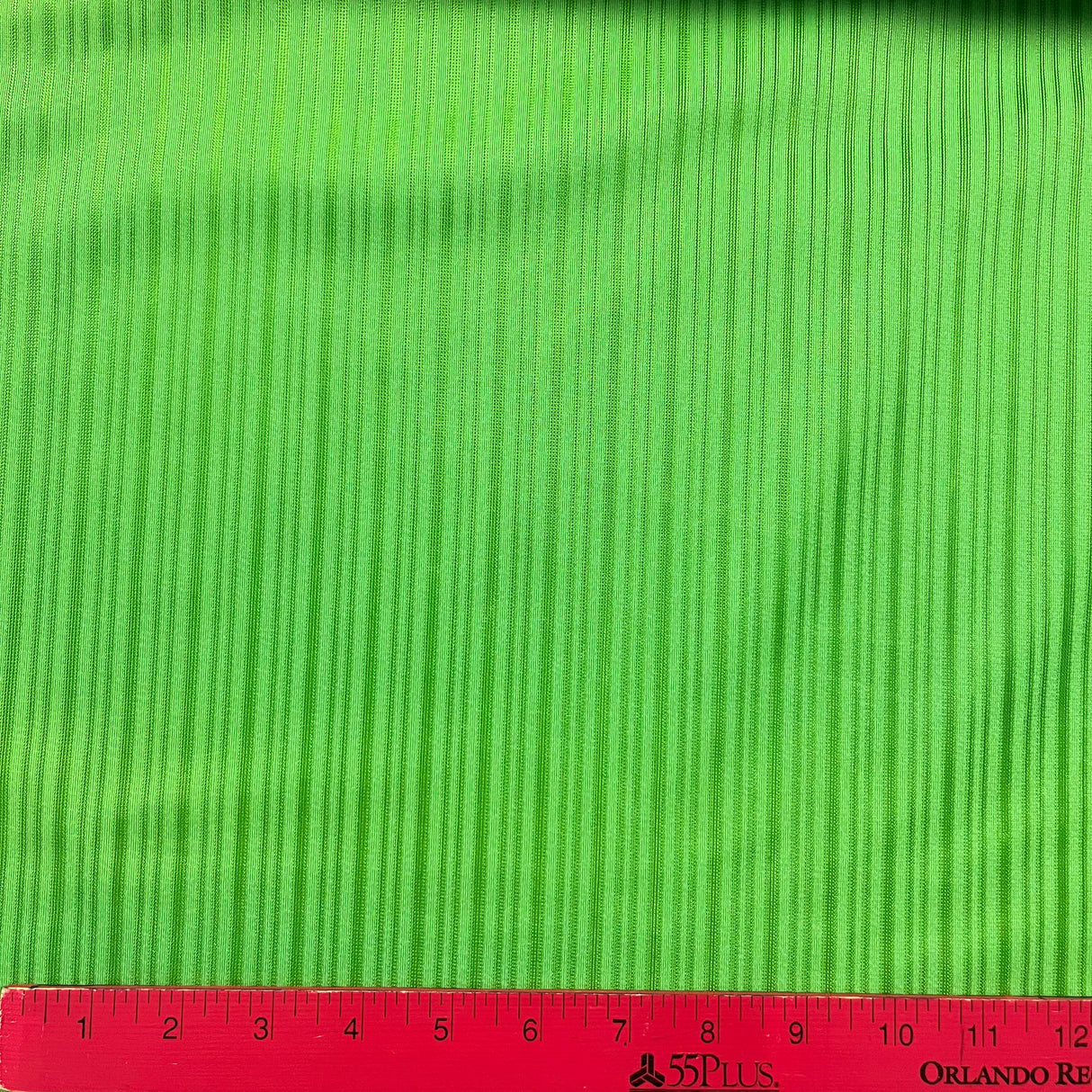 1970’s Green Matte and Shiny Striped Fabric- Polyester (G7)