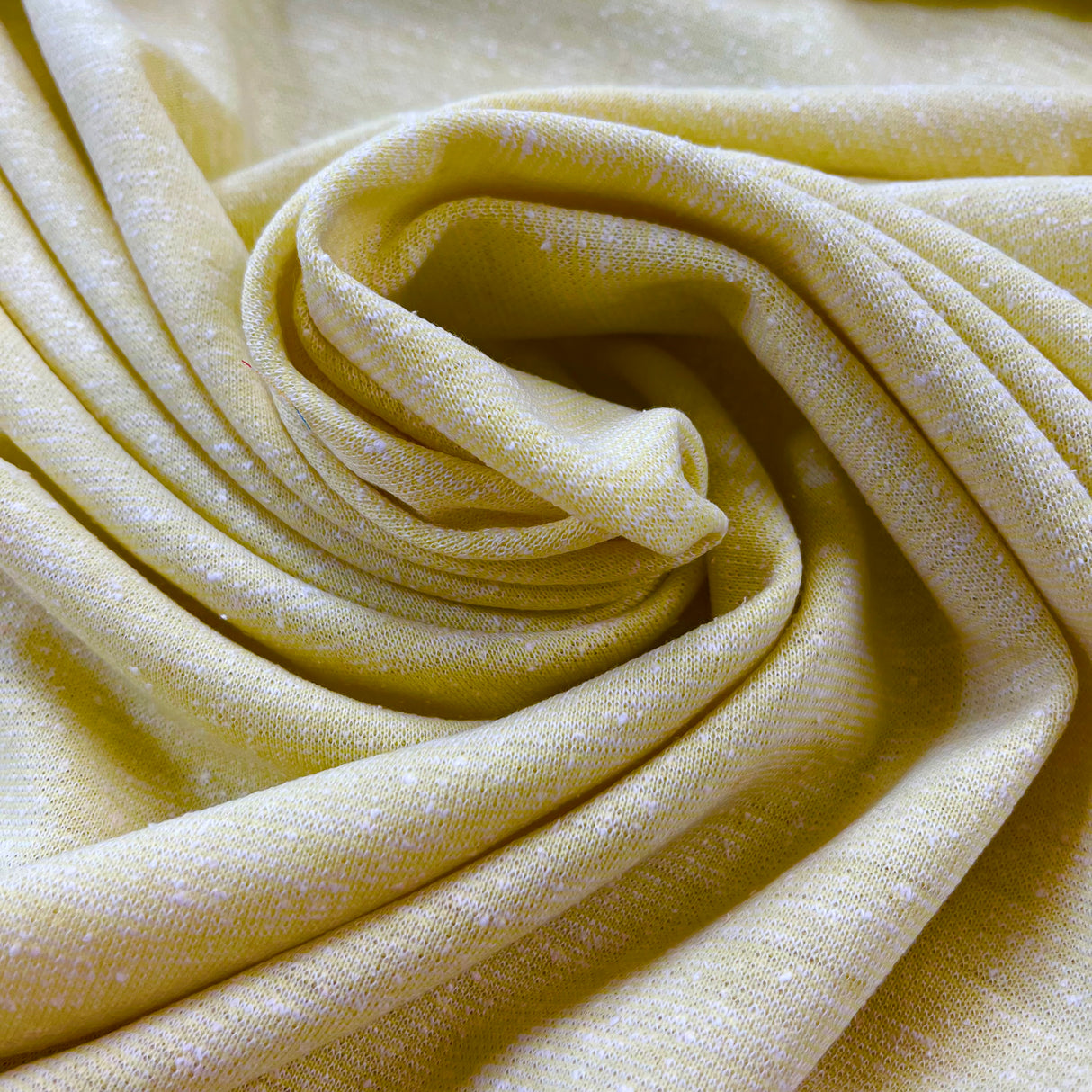 1970’s Speckled Yellow and White Double Knit Polyester Fabric (H3)
