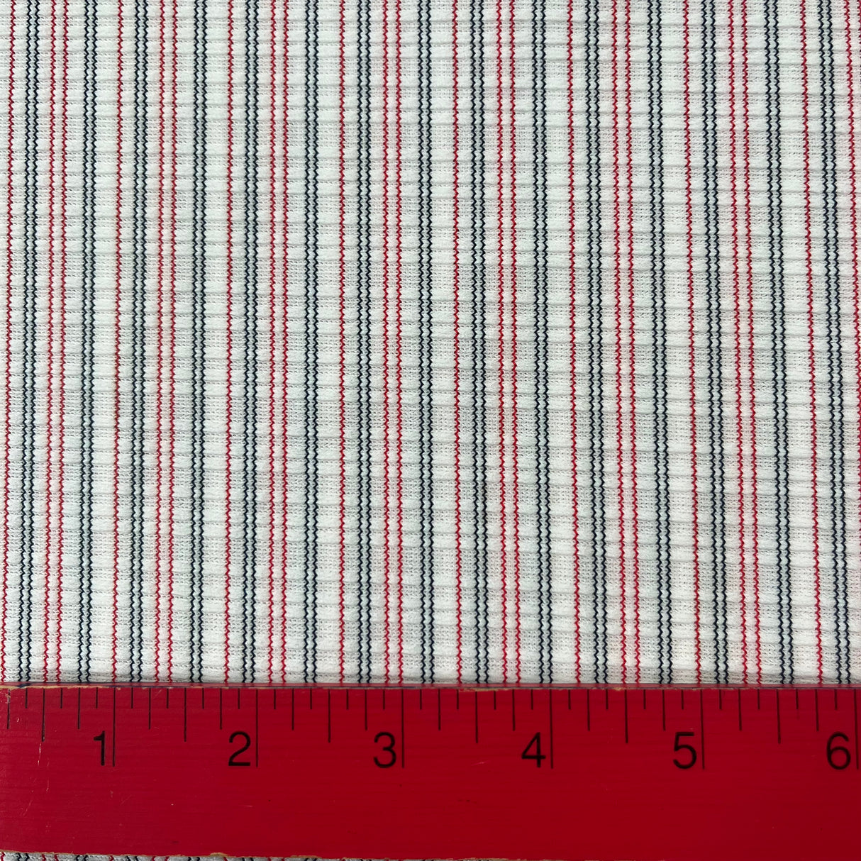 1970’s Red, White, and Blue Stripe Polyester Double Knit Fabric - Piece (P179)