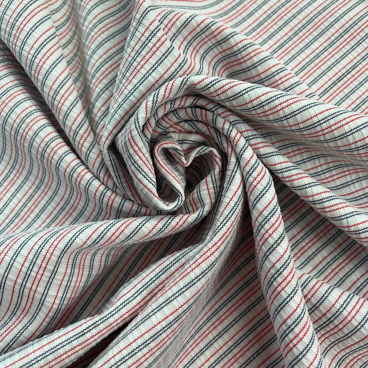 1970’s Red, White, and Blue Stripe Polyester Double Knit Fabric - Piece (P179)