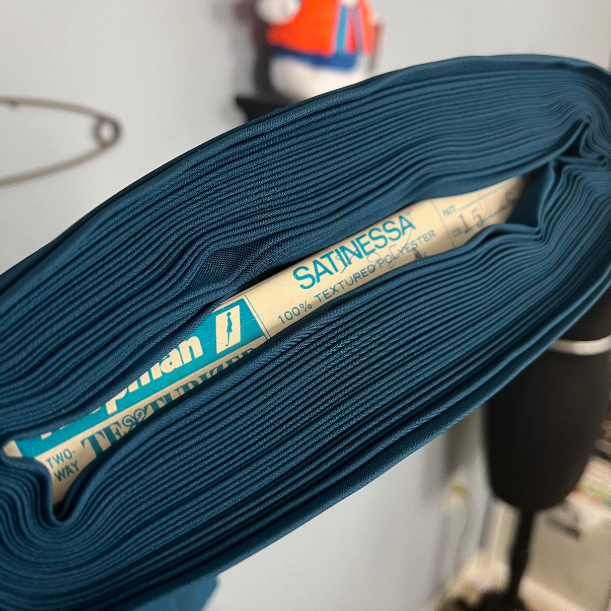 1970’s Klopman Satinessa Dusty Teal Fabric-BTY (S39)