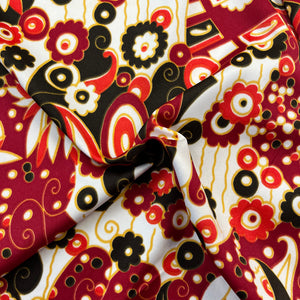 1970’s Red and Black Paisley Print “Satinessa” Fabric - BTY