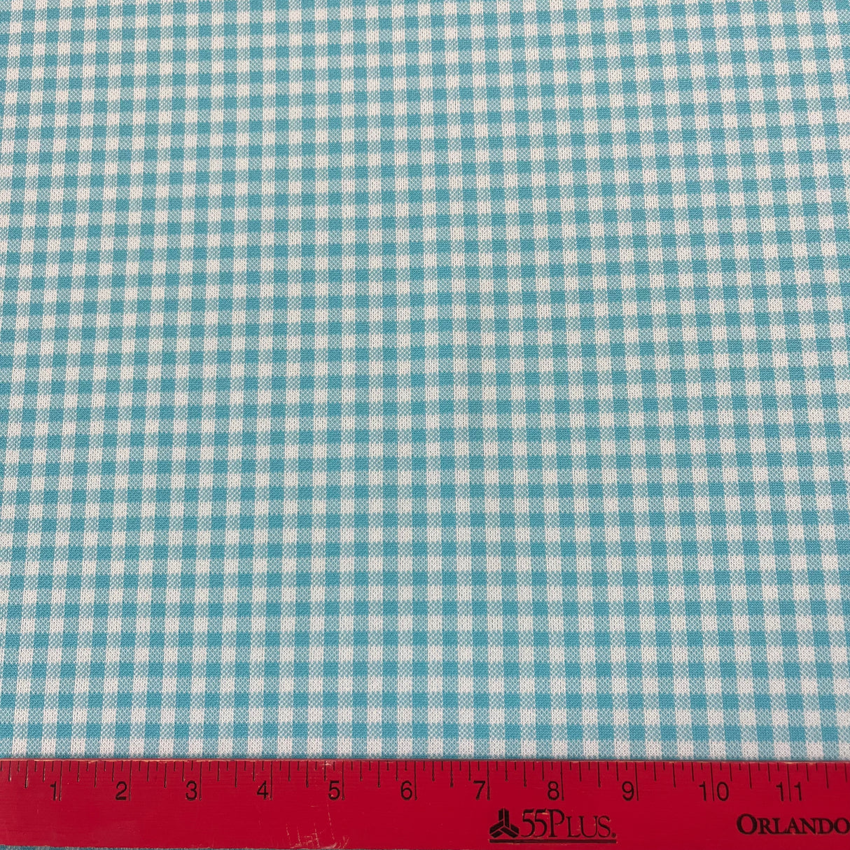 1960’s Blue and White Gingham Fabric - Double Knit Polyester - BTY