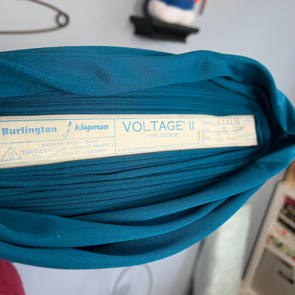 1970's Peacock Blue Stretch Polyester Fabric - BTY (D13)