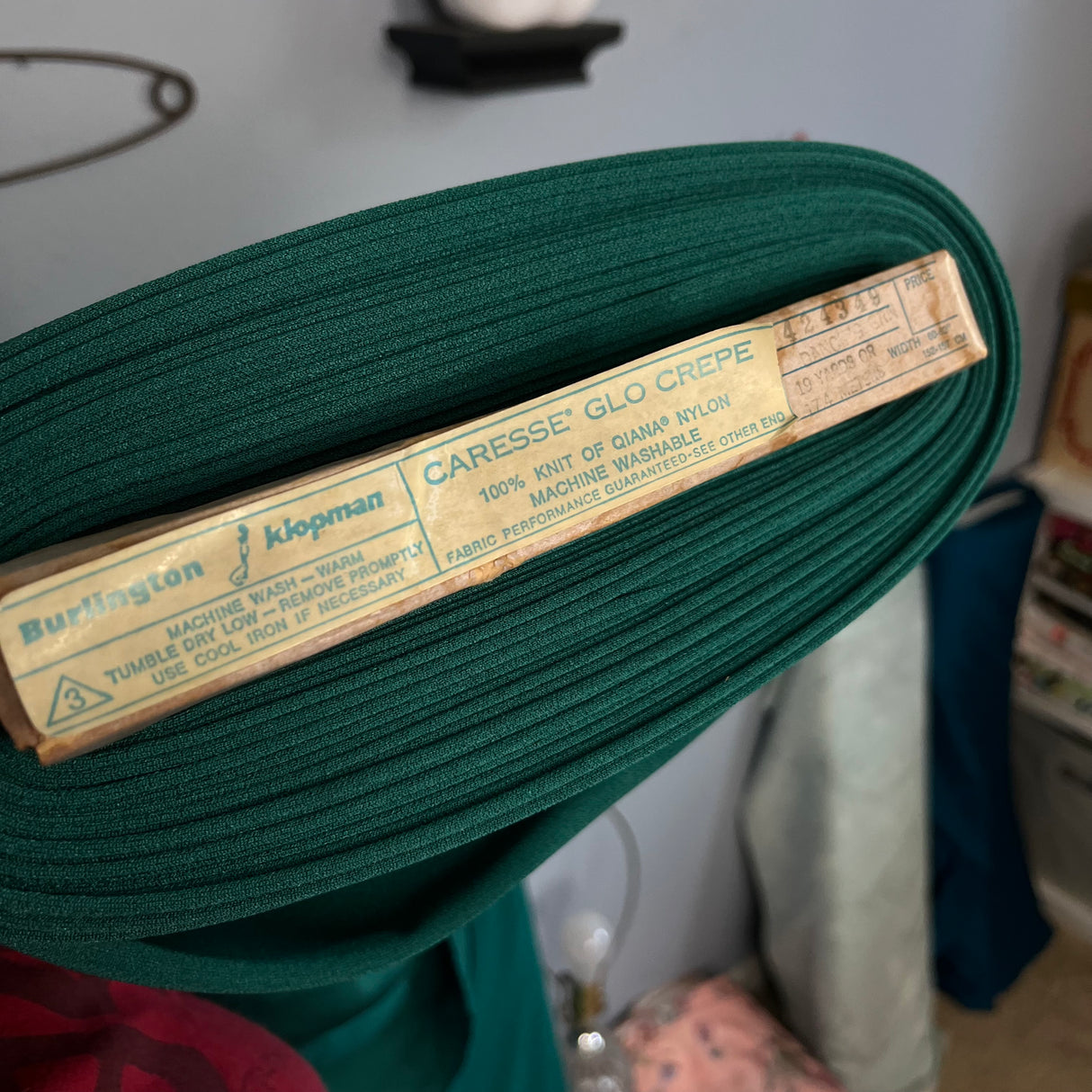 1970’s Deep Green Crepe Fabric - Nylon G1 - BTY