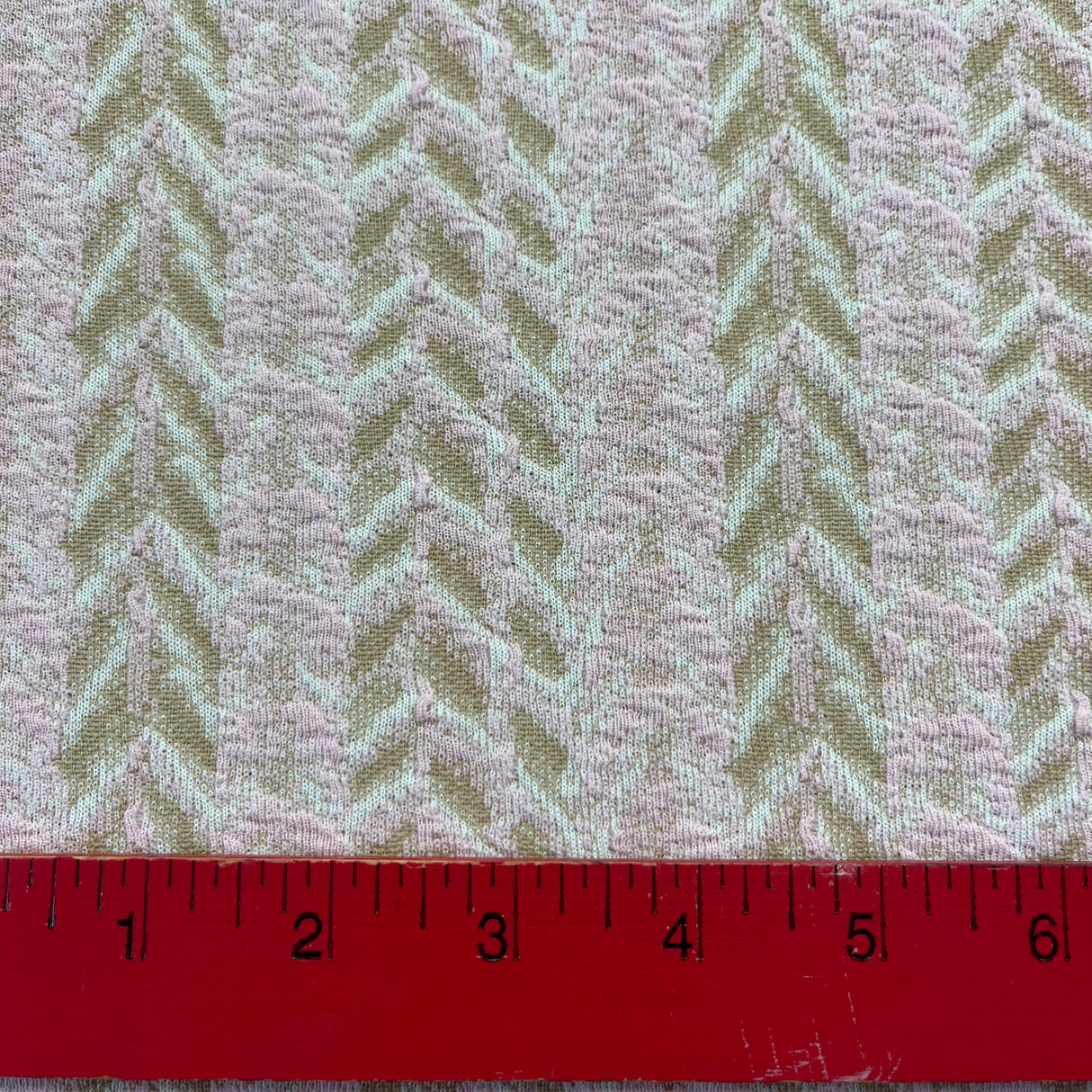 1970's Pink and Tan Herringbone Polyester Fabric - BTY (G14)