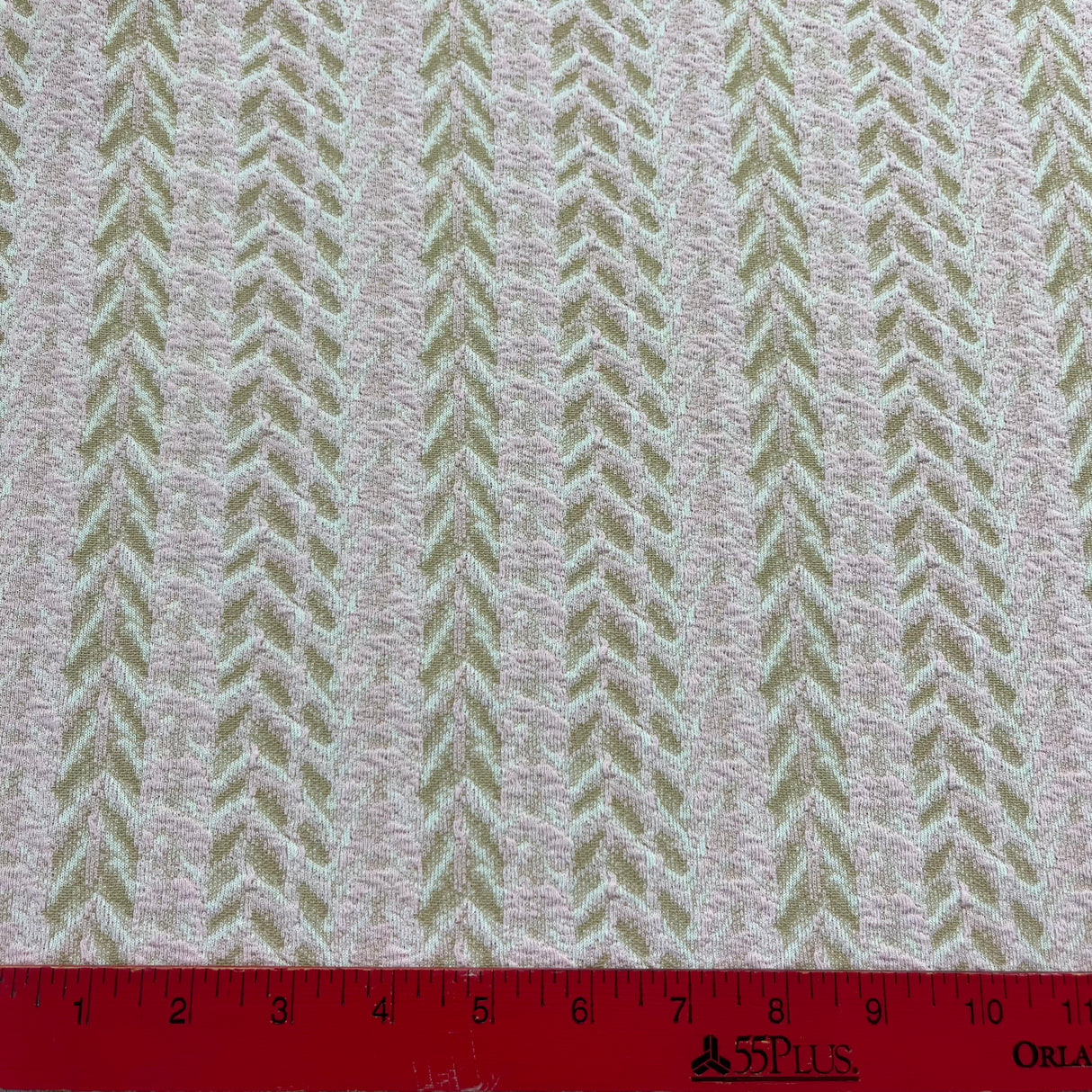1970's Pink and Tan Herringbone Polyester Fabric - BTY (G14)