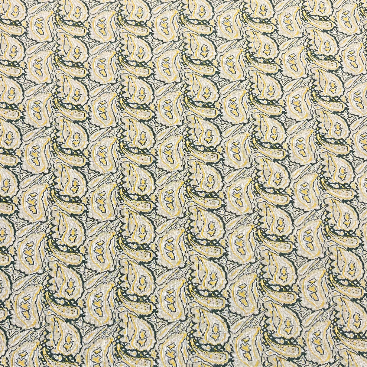 1970's Avocado and Yellow Paisley Double Knit Polyester Fabric - Piece (P178)