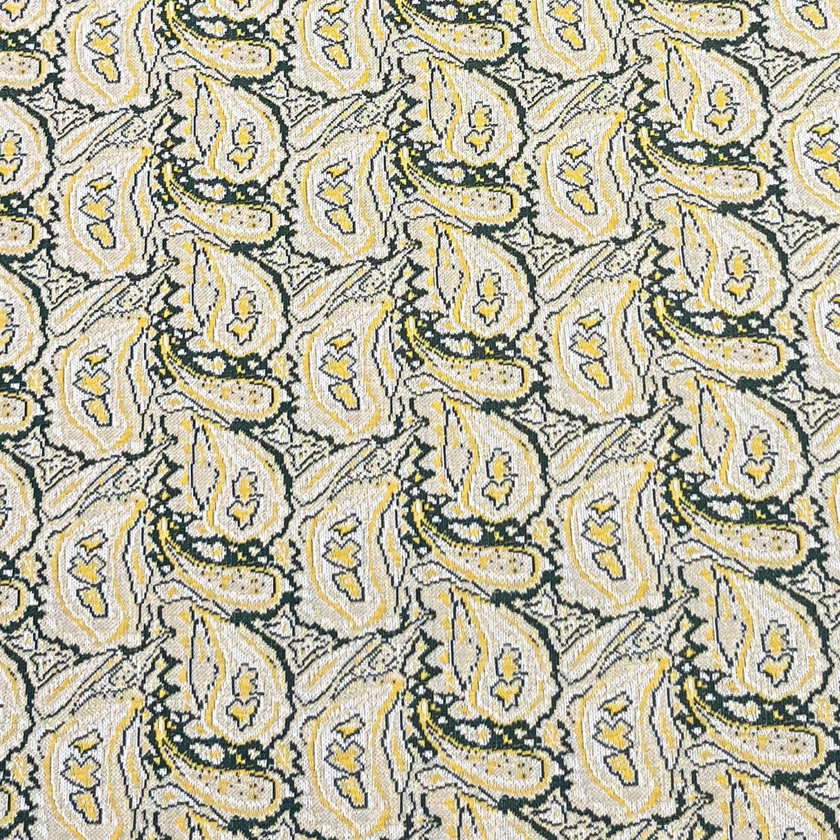 1970's Avocado and Yellow Paisley Double Knit Polyester Fabric - Piece (P178)