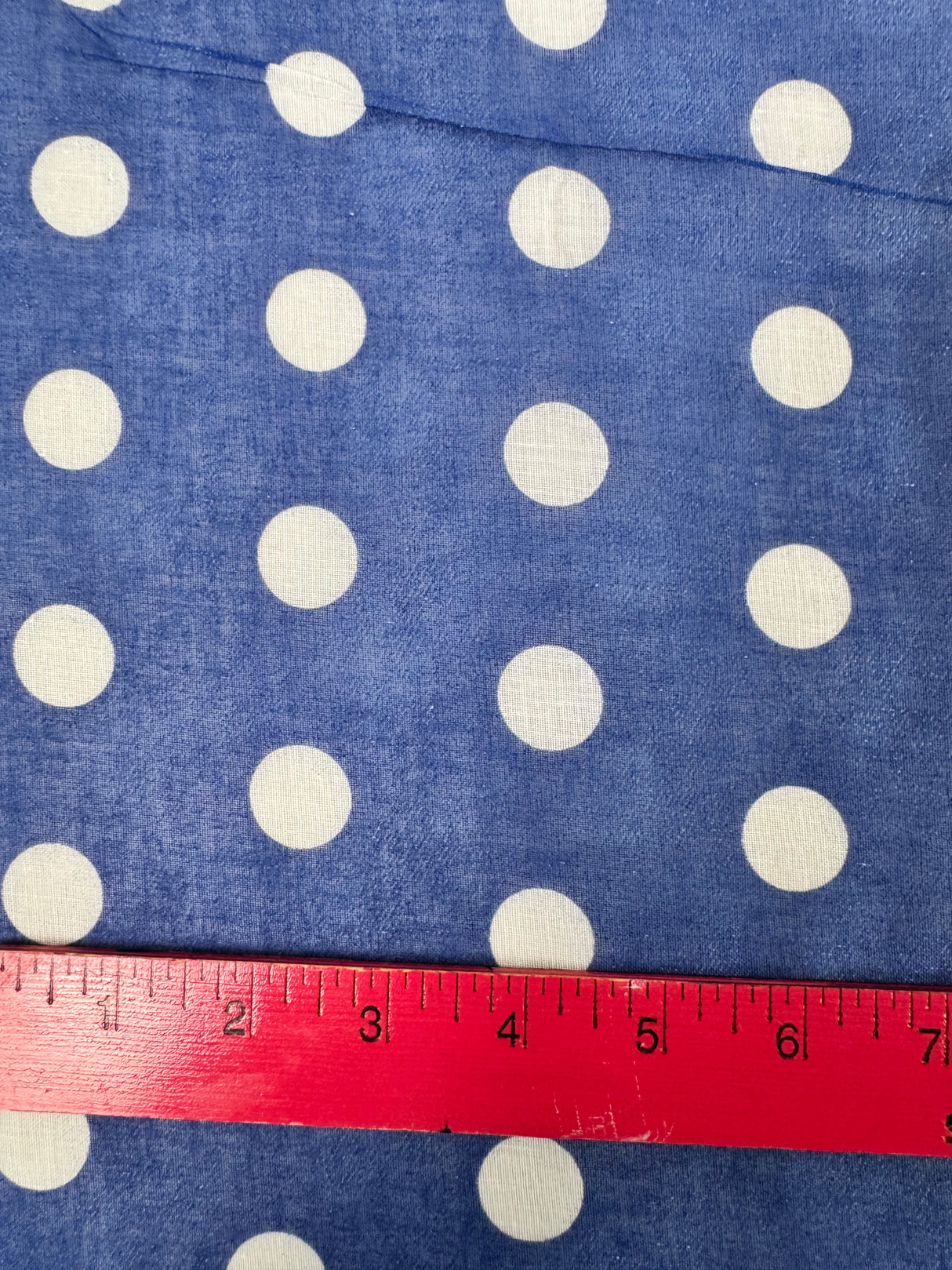 1960’s Blue with Large White Polka Dots Sheer Fabric - Polyester - BTY (H14)